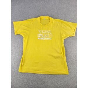 Vintage YMCA Basketball Shirt Single Stitch Coach Tee Screen Stars XL Medium